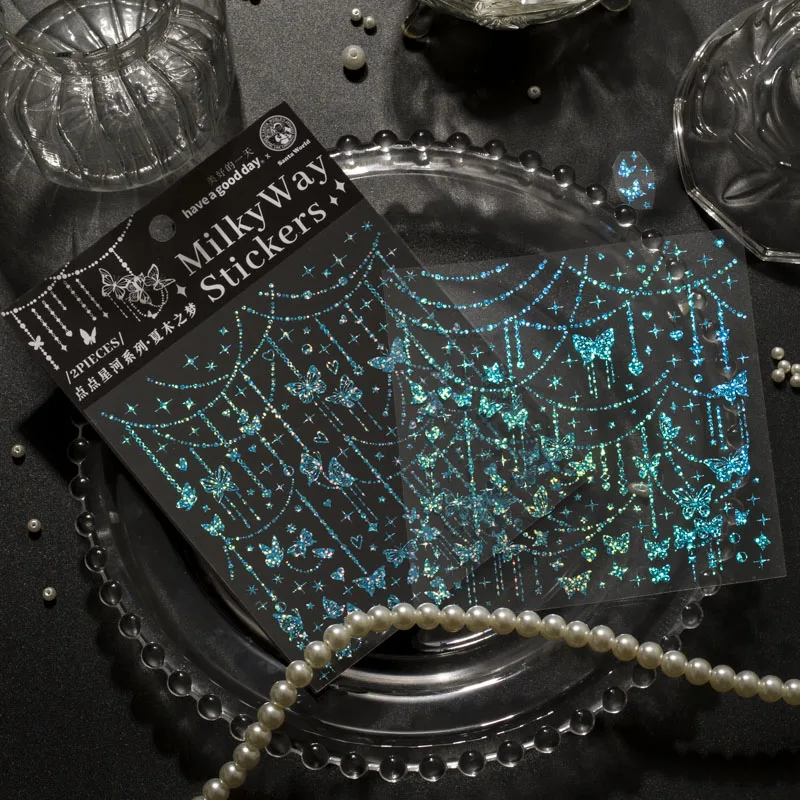 

30 packs Wholesale scrapbooking PET stickers fashion multi-shape stars butterflies chain gears collage stickers 4 styles