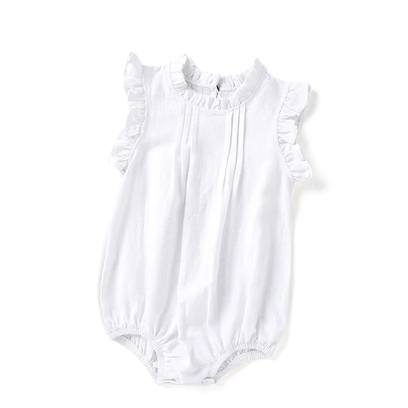Sleeveless Linen Baby Girls One Piece Summer Outfit