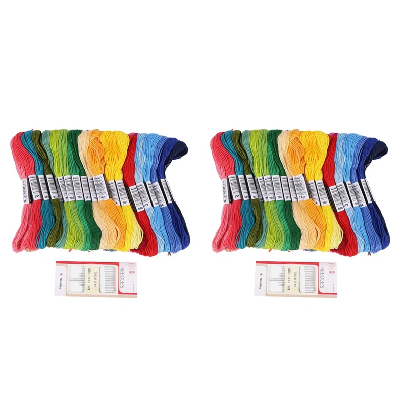

100 Skeins Embroidery Floss Cross Stitch Thread Bracelet String With Needles For Friendship Bracelet