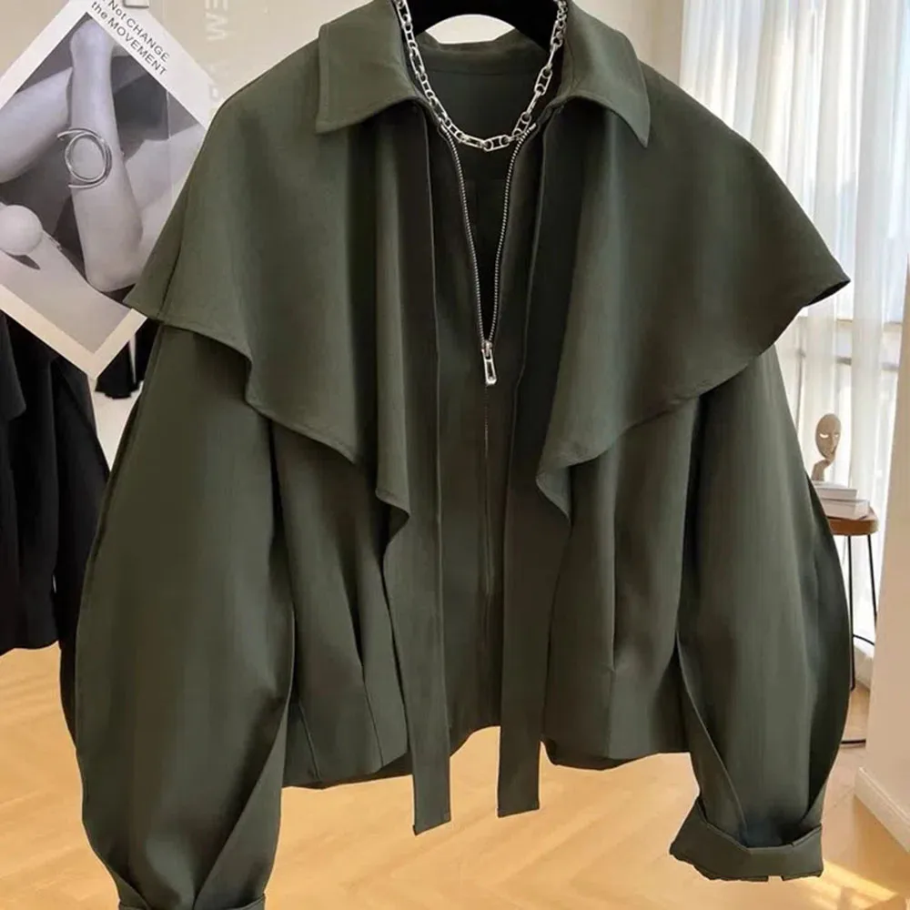 

Women 2023 Design Fashion Cape Shawl Casual Cropped Jacket Women's Spring And Autumn Jacket High-end Top Trend Womens Coats