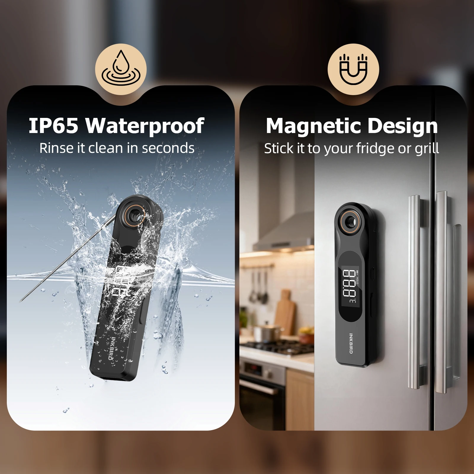 INKBIRD IHT-51K Dual-Display Fleischthermometer 1,8mm Ultradünne Sonde 0,5s Schnelle Reaktionszeit für Küche, Grillen, Backen – Detail 6