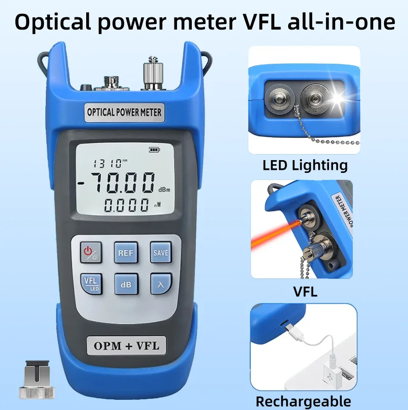 Rechargeable A-C710B/C510B Optical Power Meter Visual fault locator All in one FTTH Fiber Optic Cable Tester OPM+VFL(15/30/50mw)