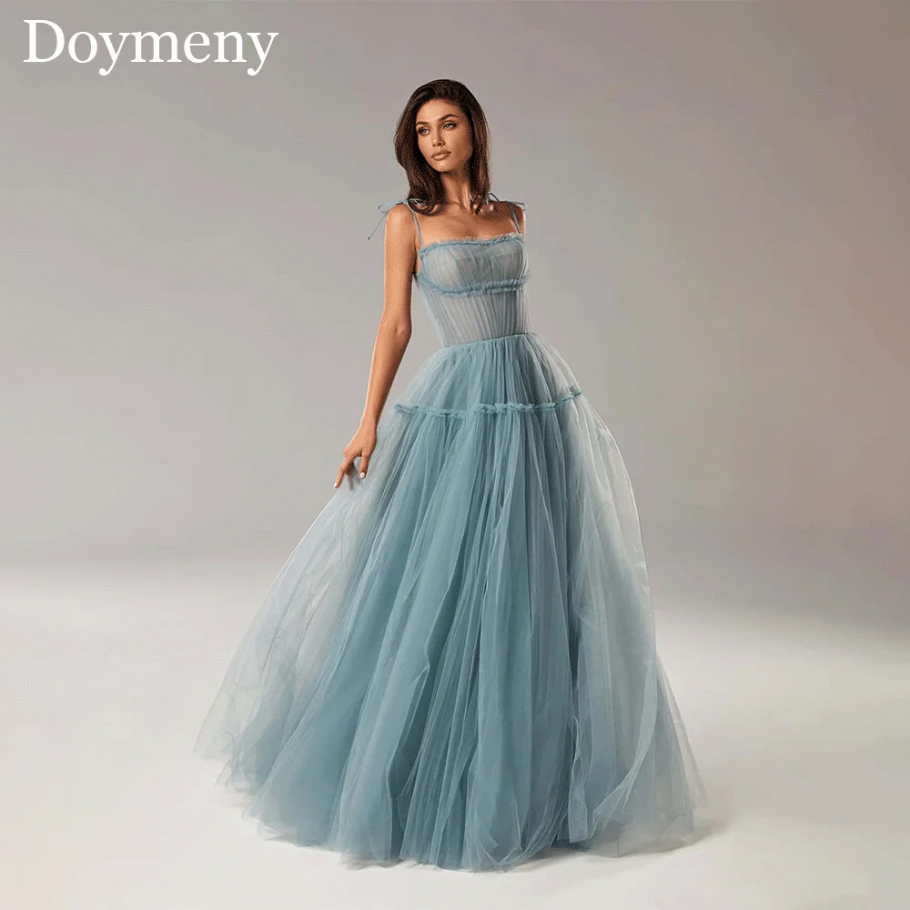

Doymeny Boat Neck Charming Elegant Graduation Dress Spaghetti Straps Lace Up Back Sleeveless Vestidos De Fiesta Elegantes 2024
