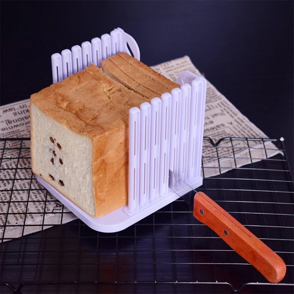 Bread Cutter Toast Slicer Tool Plastic Bread Slicer Adjustable Bread Cutting Guide Tools for Bakeware Cutter Rack Home Kitchen Baking Gadgets