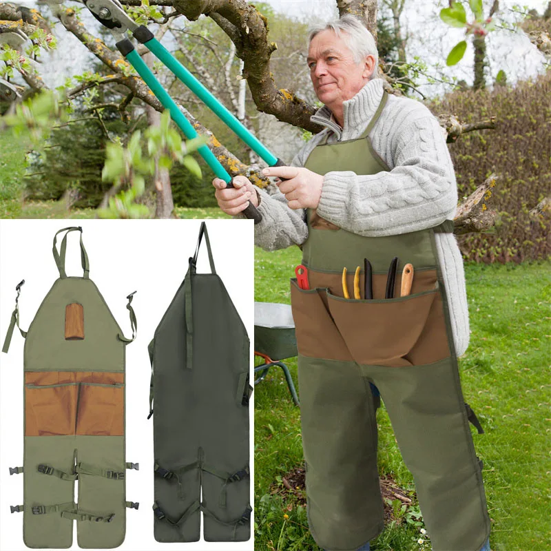 

Garden Apron Leg Protection with Pockets Oxford Cloth Regulable Buckle Waterproof Outdoor Leggings Apron for Gardening Orchard