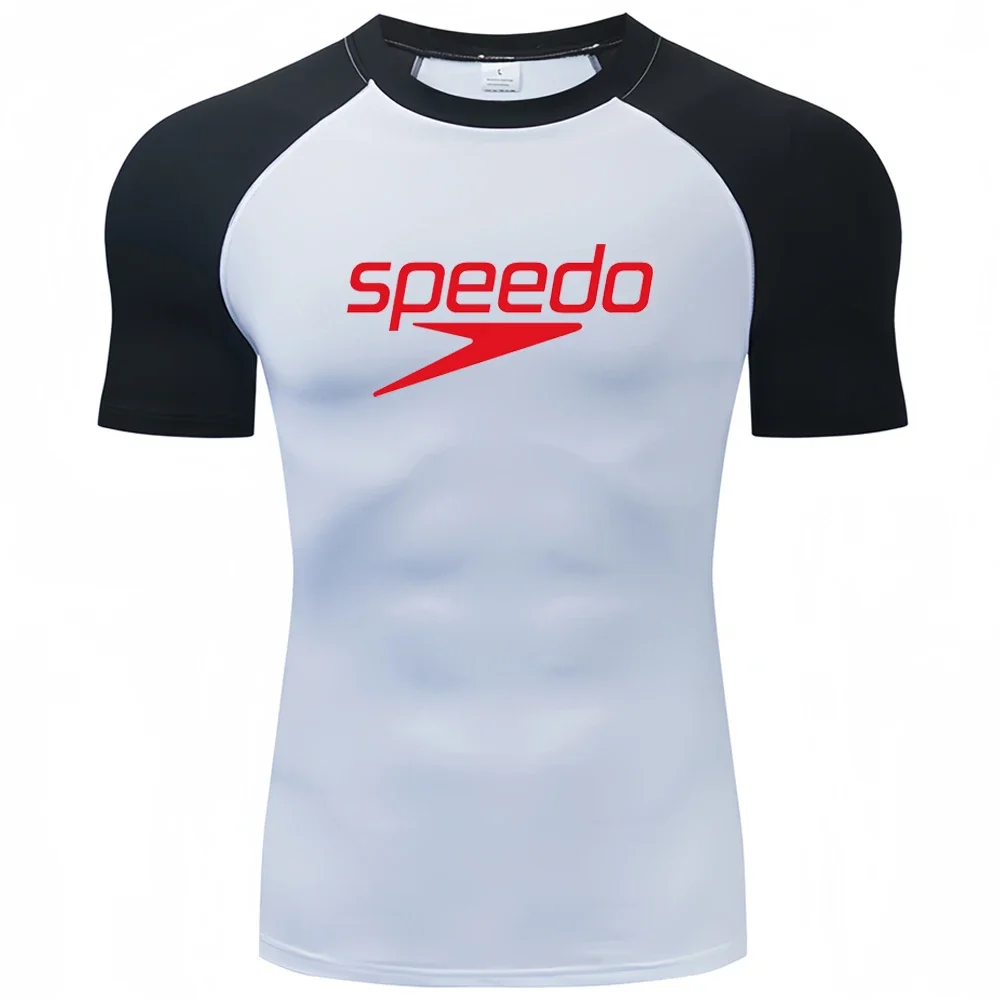 Men Rash Guard Surfing Diving T Shirt Swimwear Tight short Sleeve Top Swim Floatsuit UV Swimming Prevent Jellyfish rash guard