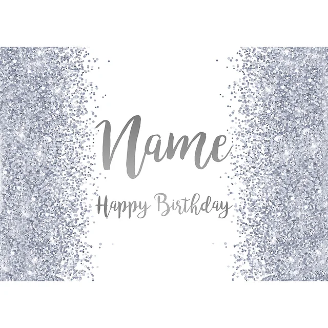 Birthday Banner Customize Photo Background Custom Name Silver Golden Pink Glitter Photophone Backdrops Party Decor Photocall white