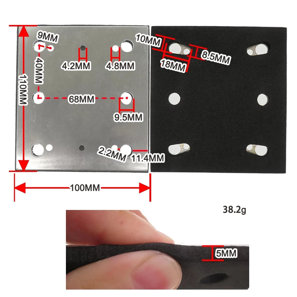 Backing Pad 100*110mm 6 Holes Replacement Square Polishing Disc 158324-9 BO4556 14000OPM Finishing Sander Pad sanding discs sanding pads