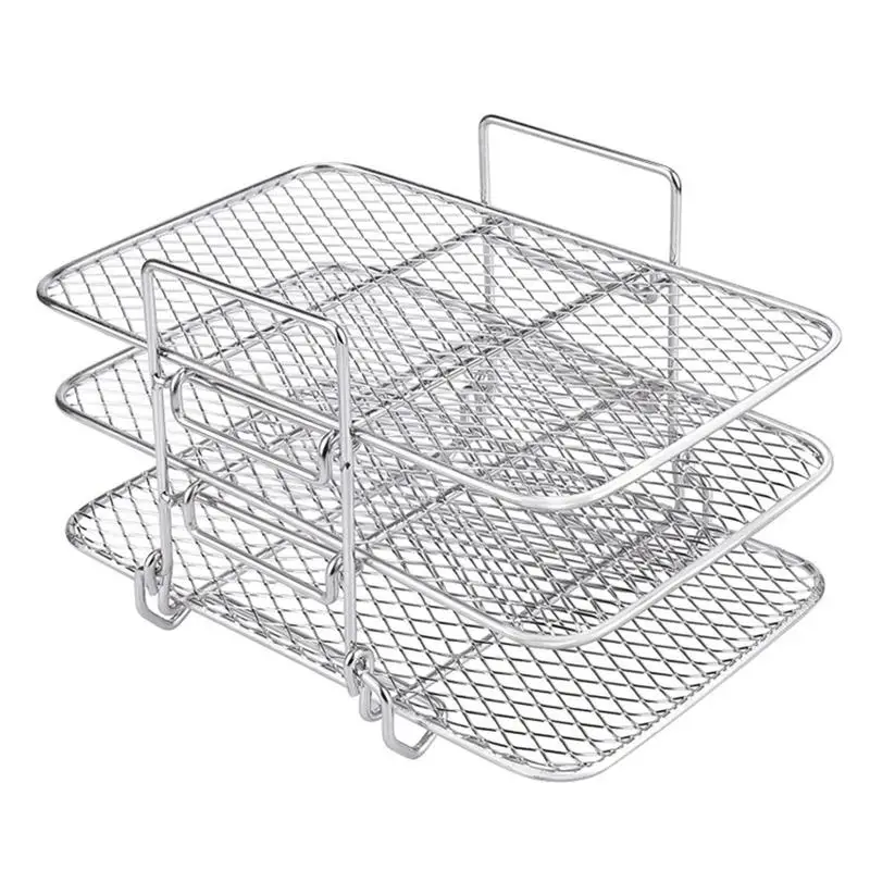 

3 Layer Air Fryer Rack Dehydrator Rack Toast Rack Food Grill Multi-layer Safe Air Fryer Accessories Rack With Fine Mesh For