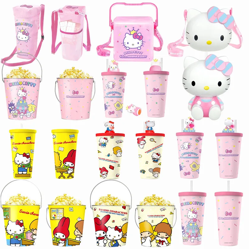 В наличии Kawaii Hellokitty Sanrio KFC Кокс светящаяся кукла соломенная чашка милое ведро для