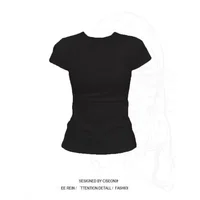 Slim Fit Short Sleeve T-Shirt Women's Summer Korean Style Sweet And Spicy Girl Pure Color Slimming Pure Desire Top Direct Sale