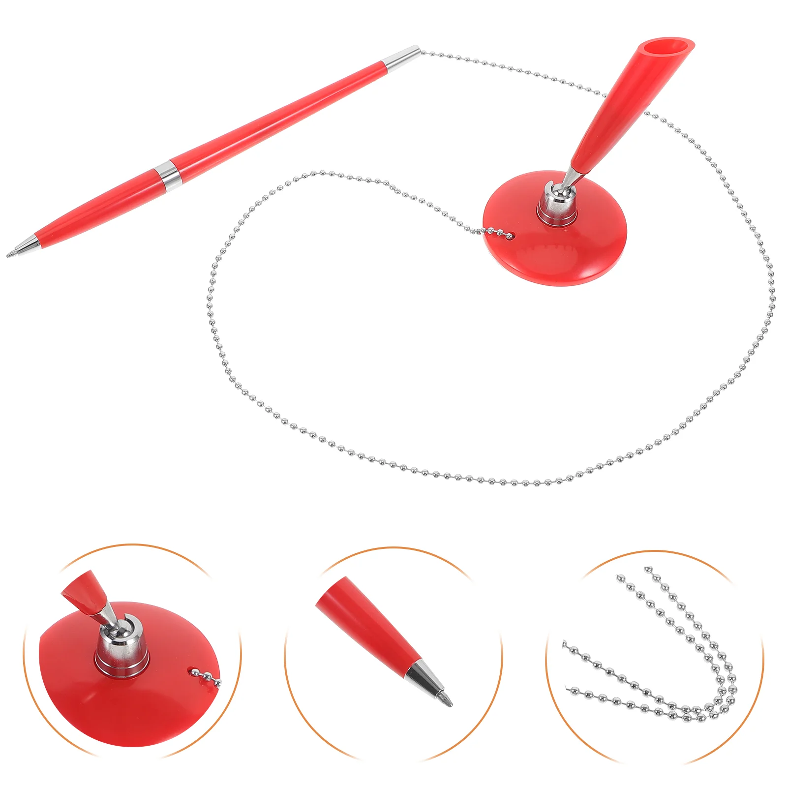 

Ballpoint Pen Counter Business Accessory Fixed Fine Desktop Multi-function Writing Professional Red Office