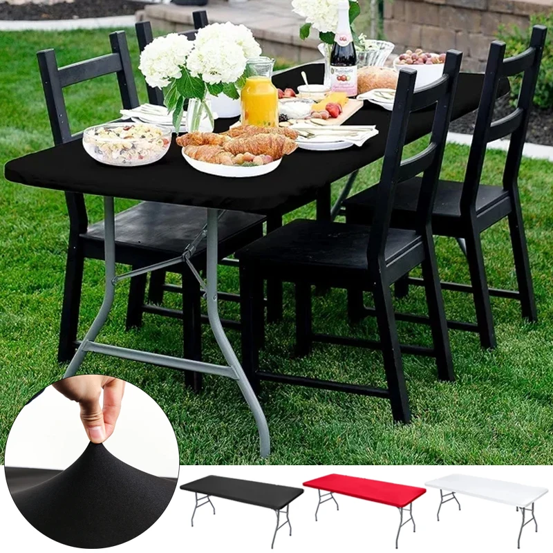 

1PC Rectangle Elastic Table Cloth Cover Waterproof Polyester Tablecloth Fits for Table Protector for Picnic Camping Outdoor