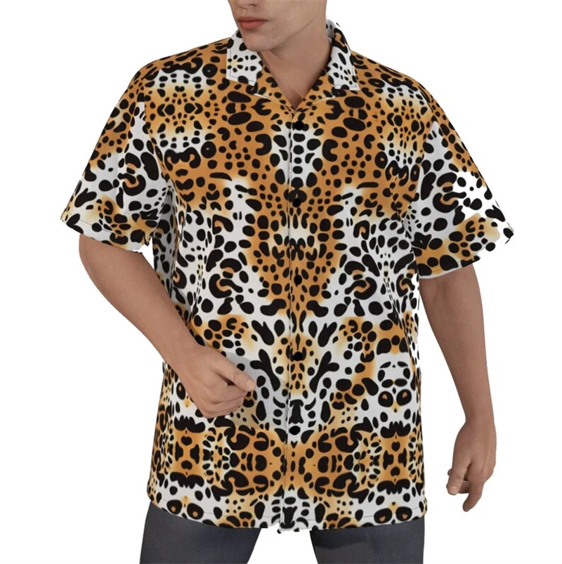 thumbnail image 1 of Camisas con estampado de tigre dominante para hombres, ropa punk, blusas con estampado 3D de animales y gatos, blusas hawaianas con solapa y botones, 1 of 5