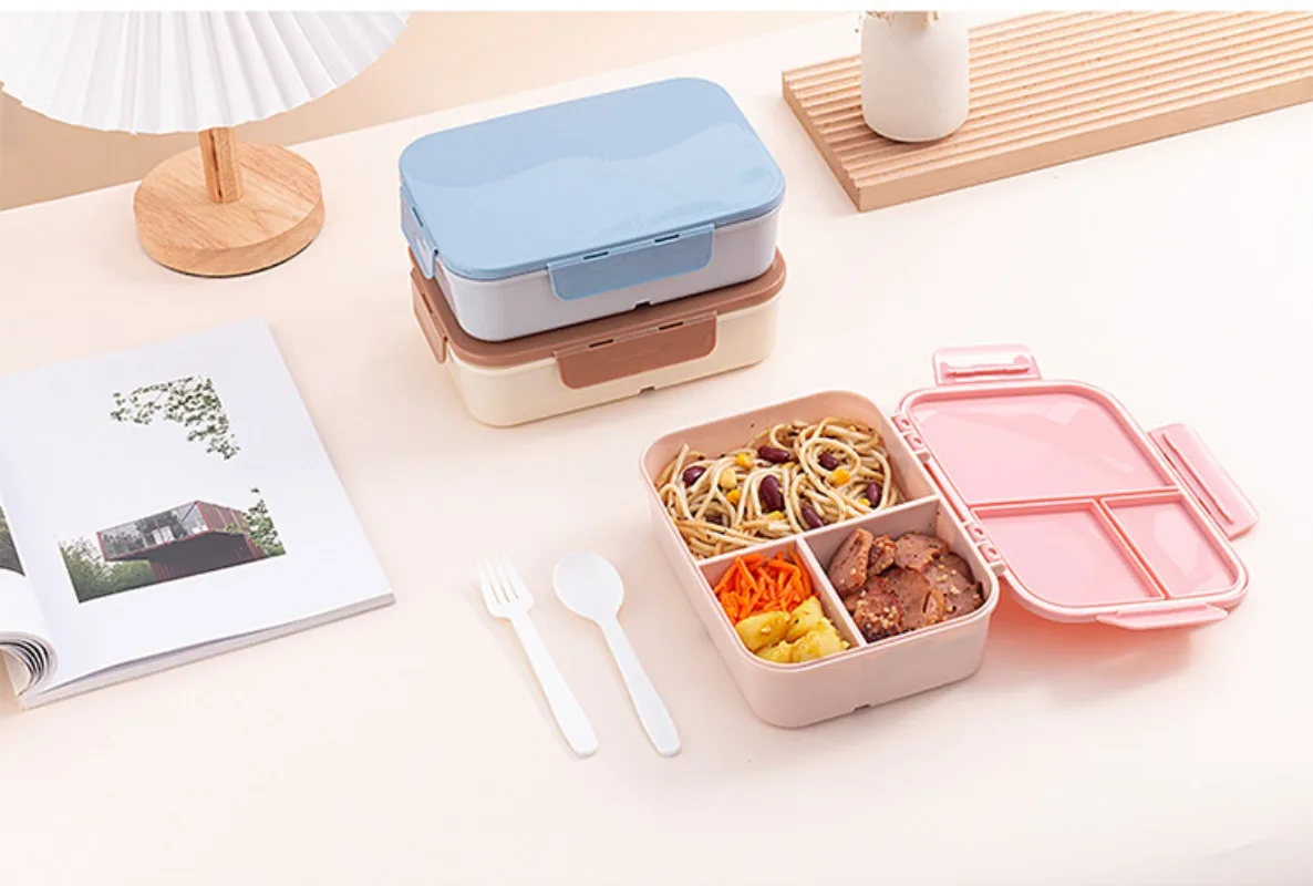 Dropship Portable Cute Lunch Box School Kids Plastic Picnic Bento Box  Microwave Food Box With Spoon Fork Compartments Storage Containers to Sell  Online at a Lower Price