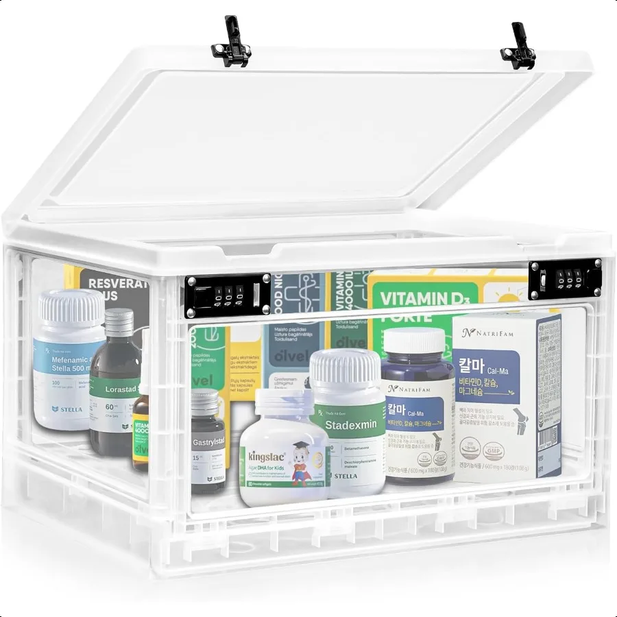 Large Medicine Lock Box with Dual Combination Locks