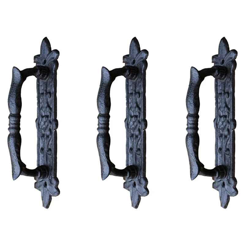 

Hot 3X European Retro Cast Iron Craft Door Handles For Garden/Courtyard Door Handle Decoration For Home Door