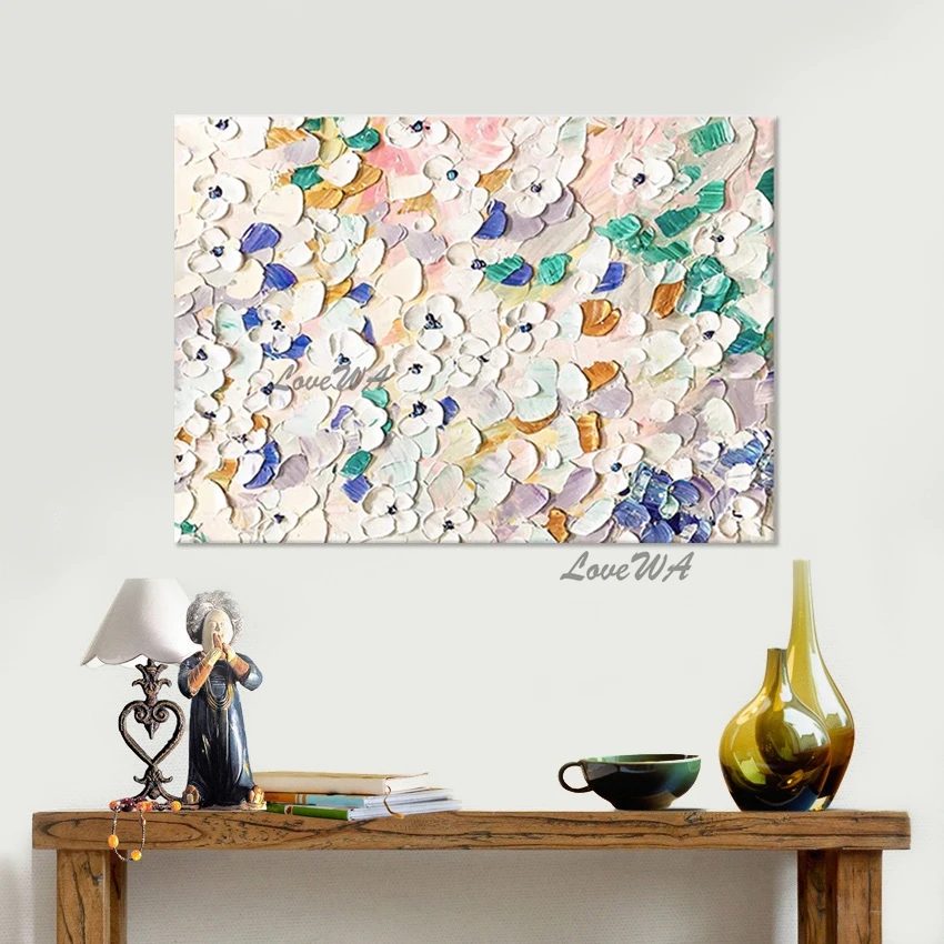 

Palette Knife Textured Abstract Flower Painting Modern Art Canvas Pictures Wall For Living Room Home Furnishing Decoration