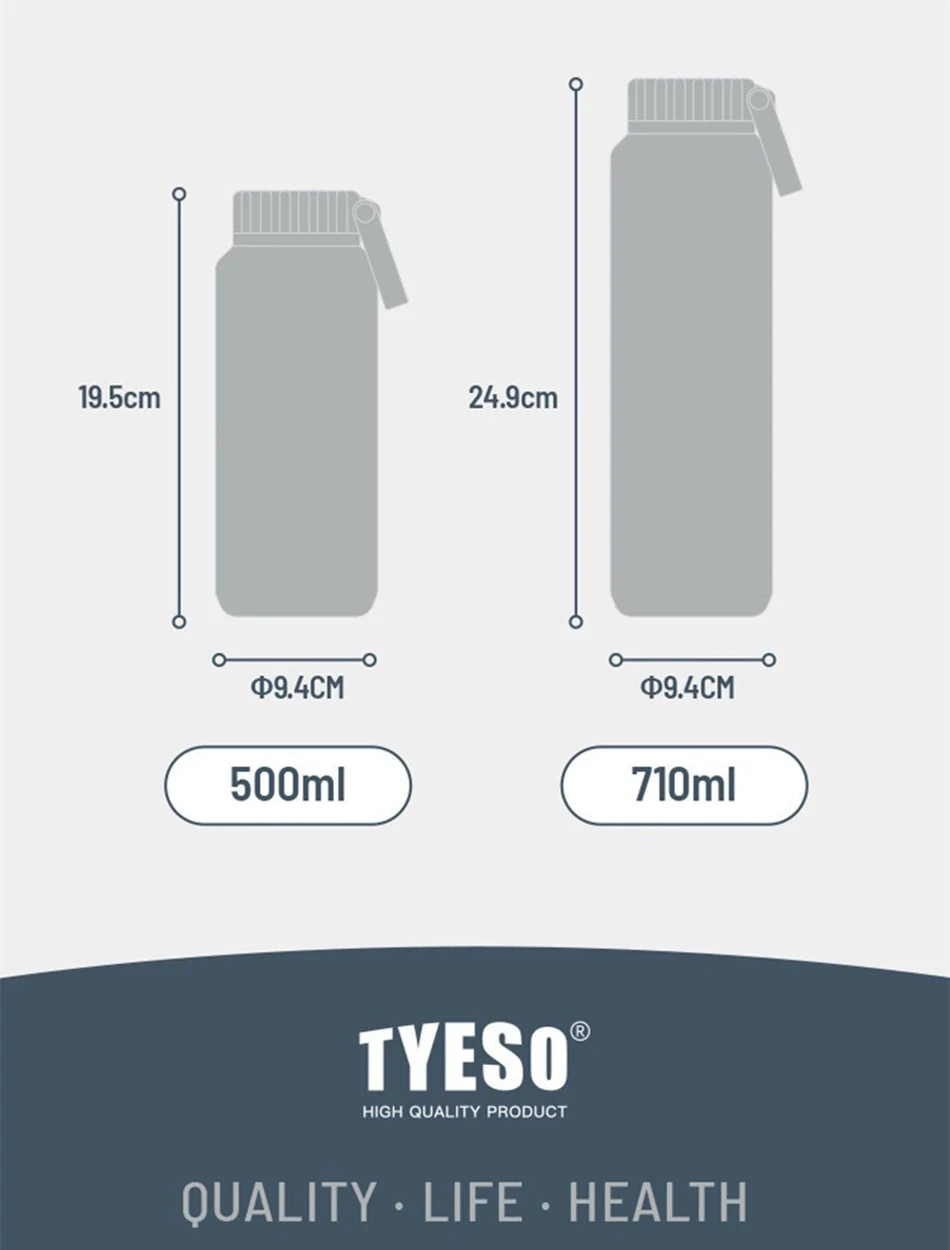 Tyeso Vacuum Insulated Bottle Sports 304 Stainless Steel Hot And Cold Water Bottle 10 Tyeso Vacuum Insulated Bottle Sports 304 Stainless Steel Hot And Cold Water Bottle