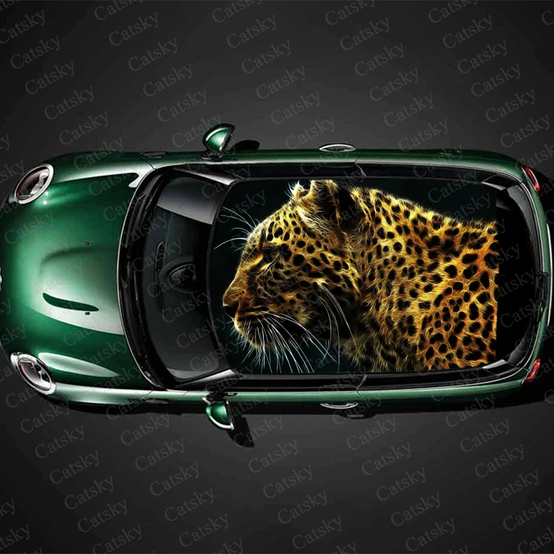 

Animal Leopard Pattern Car Roof Sticker Decoration Film SUV Decal Hood Vinyl Decal Graphic Wrap Vehicle Protect Accessories Gift