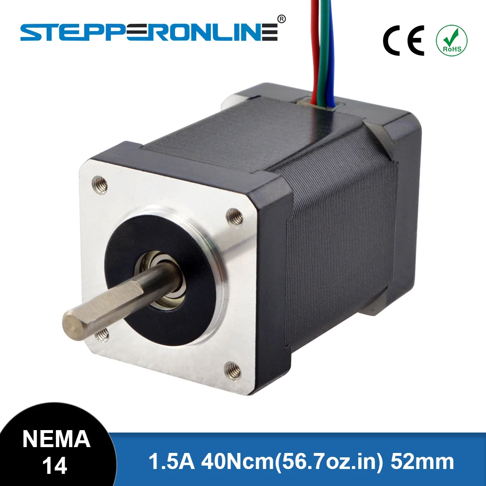 High Torque Nema 14 Stepper Motor 40Ncm(56.7oz.in) 1.5A 35x35x52mm Nema14 Stepper 4-lead for CNC DIY 3D Printer