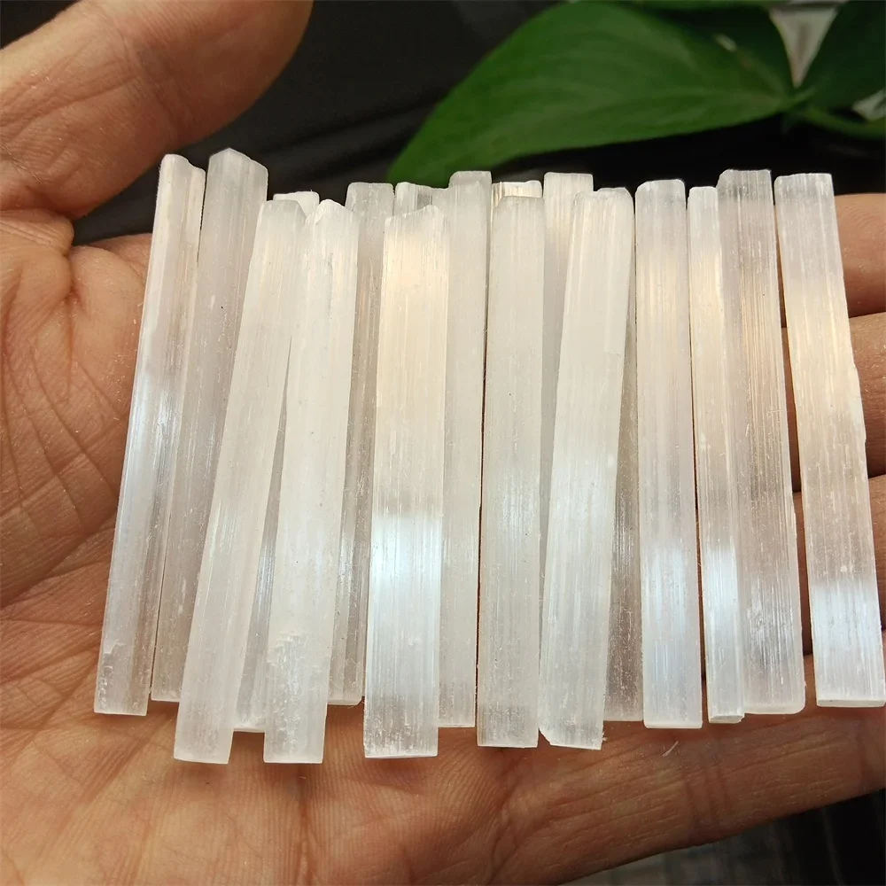 

Natural Selenite Crystal Stick Chips Gypsum White Quartz Rough Minerals Specimen Healing Crystal Rod