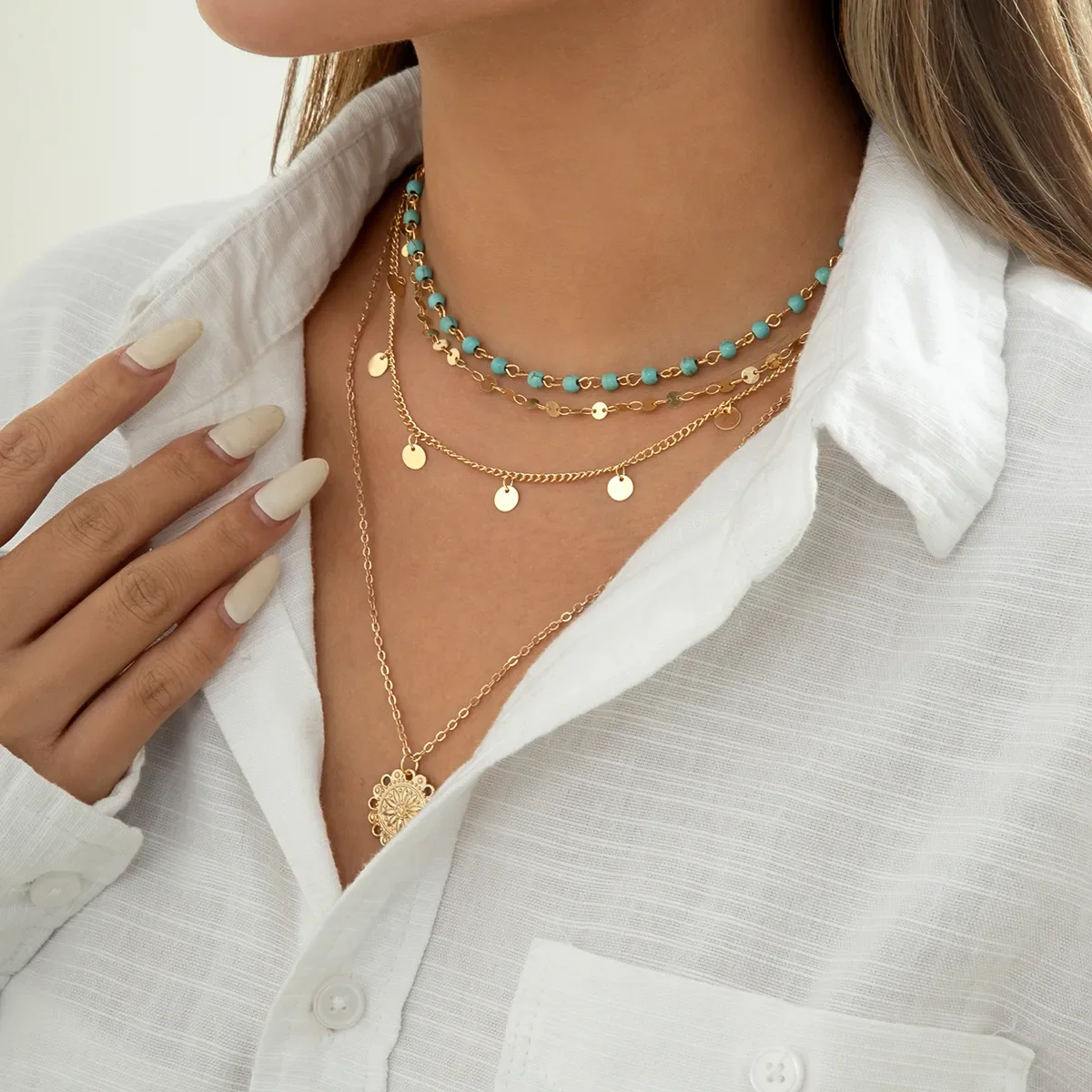 Nidin Romantic Heart Love Pendant Necklace for Women Choker Long Chains Neck Gold Plated Collar Lovers Gift Boho Party Jewelry - 36