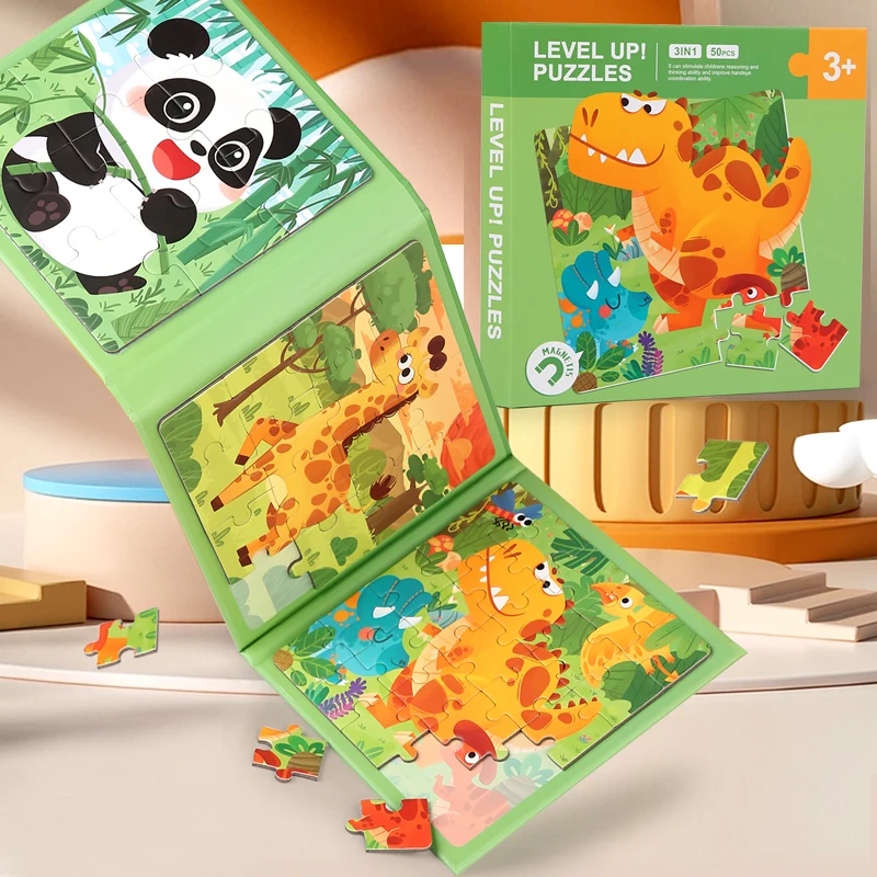 Jeu de Puzzle Magnétique pour Enfant, Livre de Puzzle d'Animaux de Dessin Animé, Jouets Montessori pour Bébé, Cadeaux Précoces