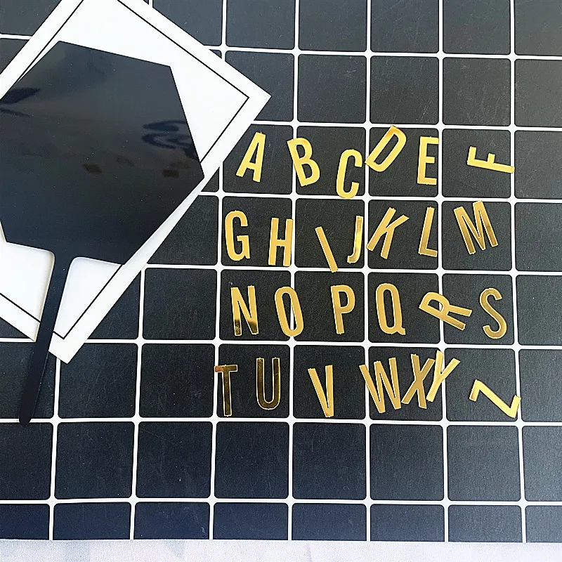 Goldene 26 Buchstaben DIY Geburtstag Aufkleber Acryl Kuchen Dekoration Englisch Alphabet Hochzeit Party Kuchen Dekor Liefert – Detail 1