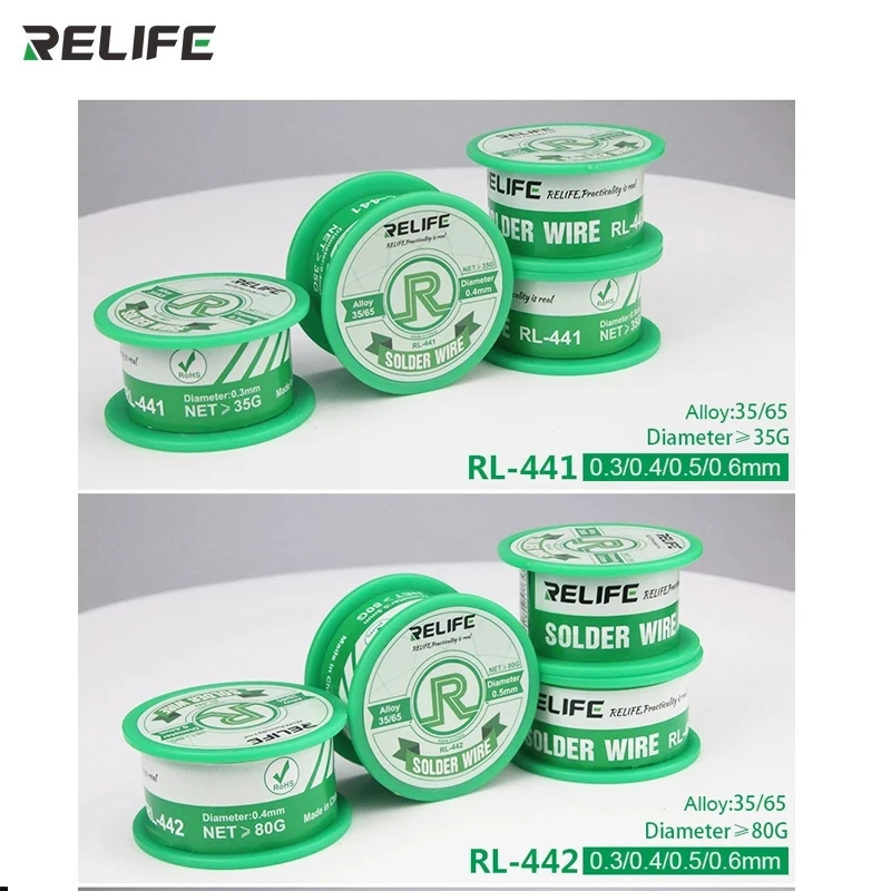 

RELIFE RL-441 Solder Wire 183 Degree Active Medium Temperature with Lead Rosin Core Welding Tin Wire for Soldering Repair