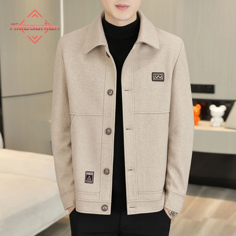 

2023 Men Clothing Autumn Winter Jackets for Men New Style Lapel Woolen Jacket Fashion Single Breasted Coat