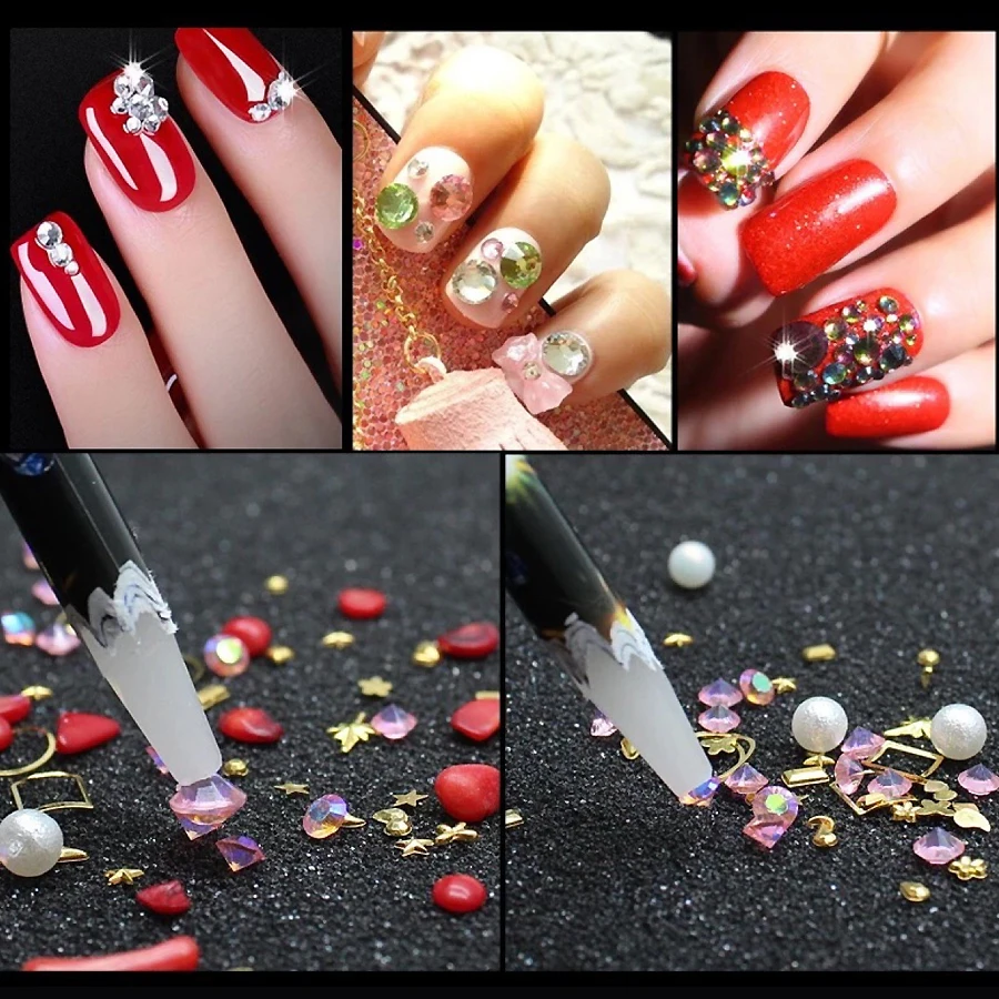 2Pcs Sticky Wax Rhinestone Picker for Nail Art, Dotting Wax Pen, Apply Gems and Crystal Pick Up Tool 6