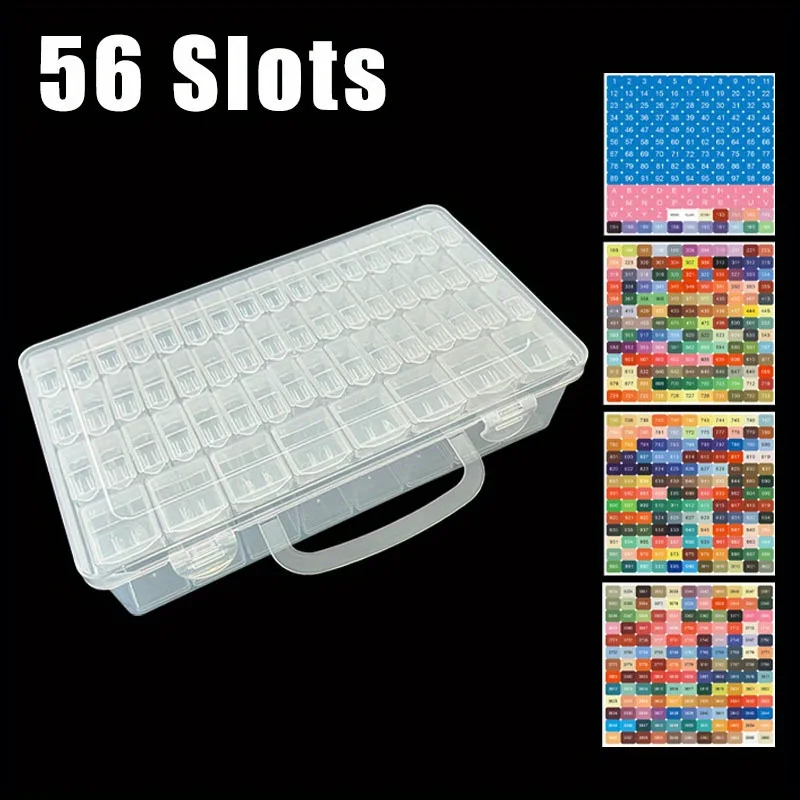 Diamond Painting Beads Storage Box Plastic Storage Box with Label Sticker Transparent Rectangular Bead Organizer