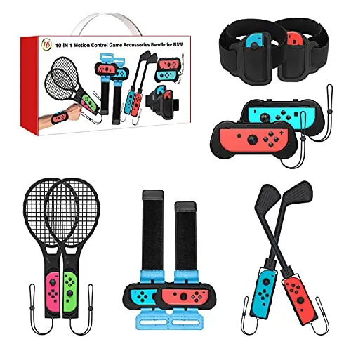 Switch Sports Accessories Bundle-Uxilep 10 in 1 Family Accessories Kit for Nintend Switch Sports Games : Golf Clubs