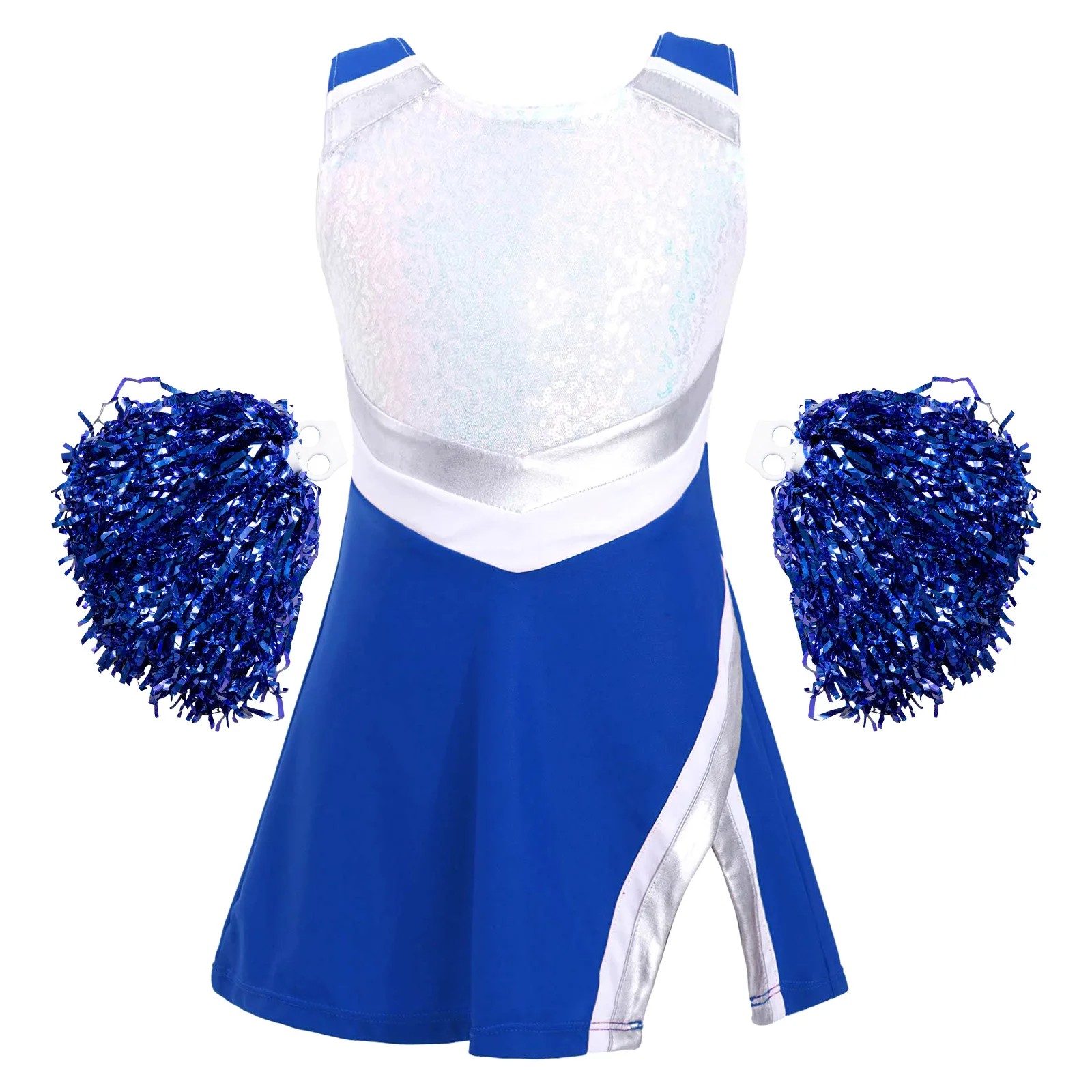 Kids Girls Cheerleading Outfit Sleeveless Cheerleader Costume With Flower Balls Set for Stage Performance Cospaly Dancewear children cheerleading costumes