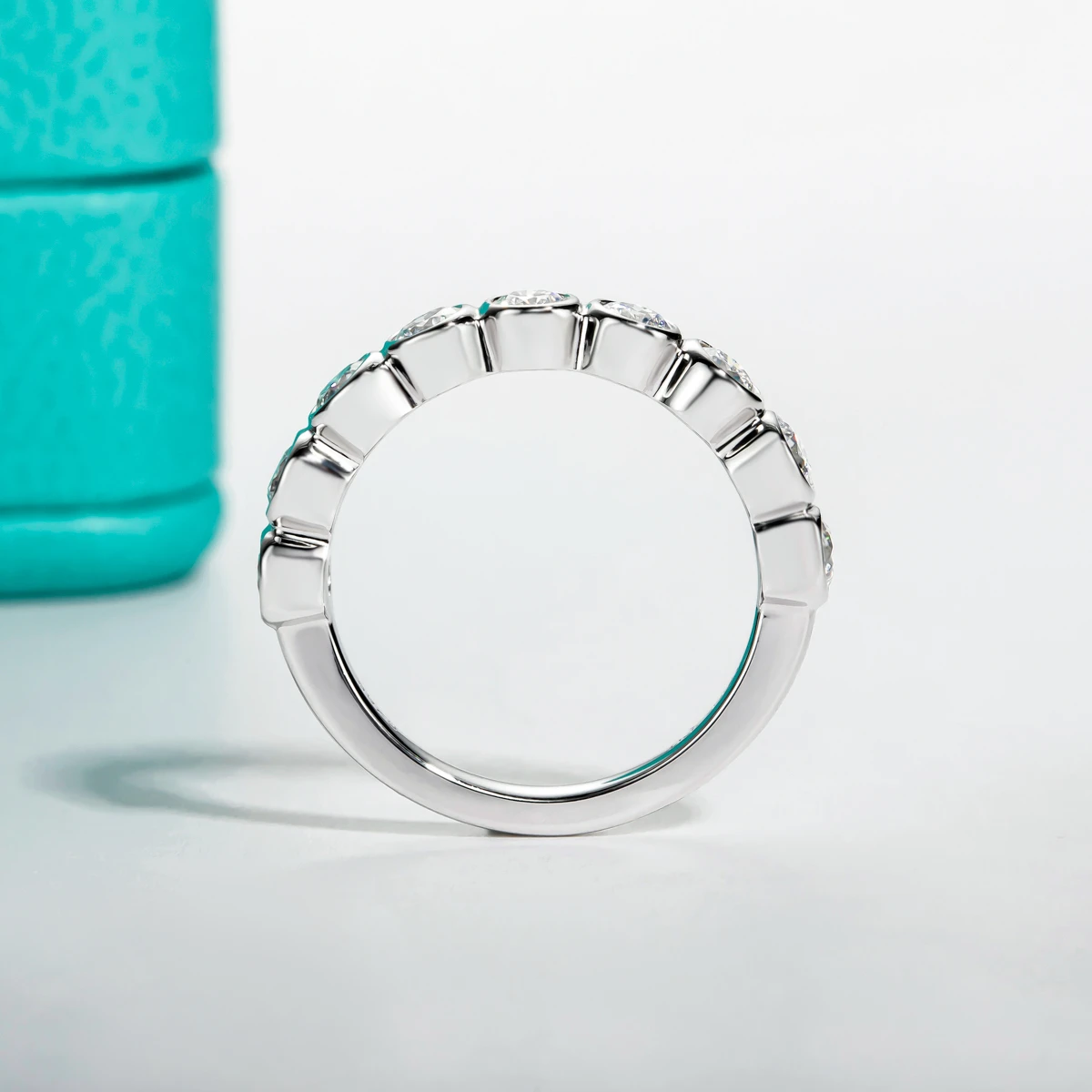 3mm Moissanite Wedding Bands 925 Sterling Silver Lab Created Diamond Half Eternity Bezel Rings Jewelry Silver Ring Wedding Rings Finger Rings Ring Jewelry Moissanite Ring