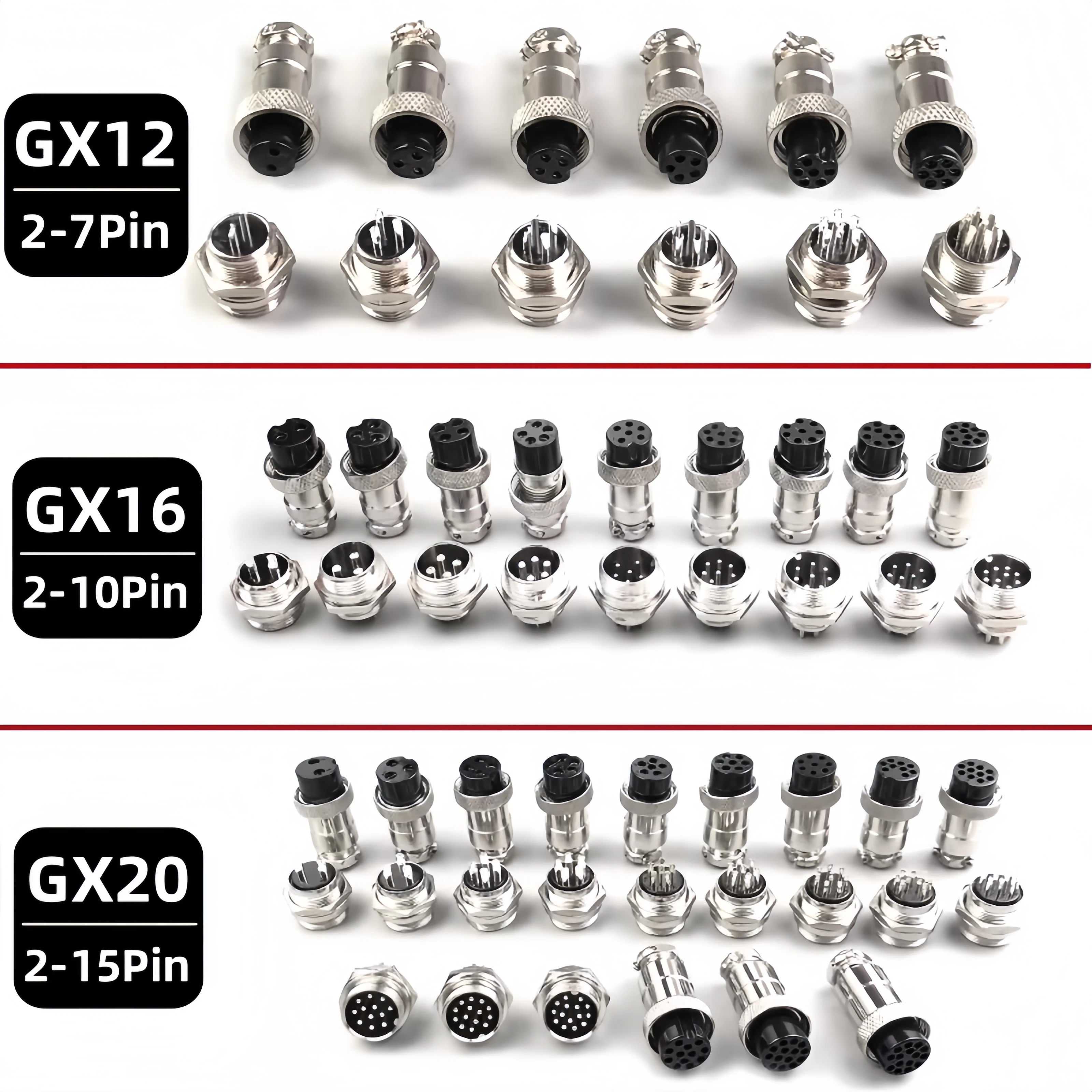 Wiring Connector Wire Connectors 1Set GX12 GX16 GX20 2 3 4 5 6 7 8 9 10 12 14 15 Pin Male Female Lc Cable Aviator Aviation Circular Connector Docking Plug Socket