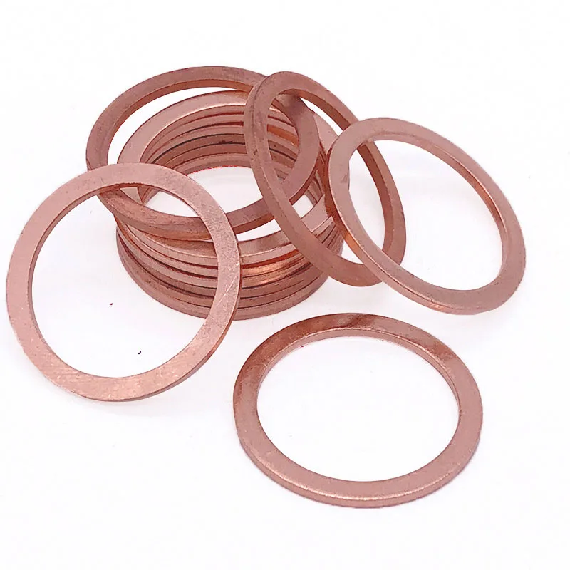 Copper Washer for Oil Sump Plug M5 M6 M8 M10 M12 M14 M16 M18 M20 M22 M24 M27 M30-M60 Sealing Solid Washer Flat Seal Gasket Ring