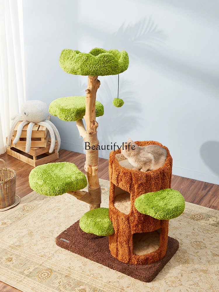 

Cat Climbing Frame Large Cat Tree Jumping Platform Integrated Luxury Solid Wood Shelf Villa