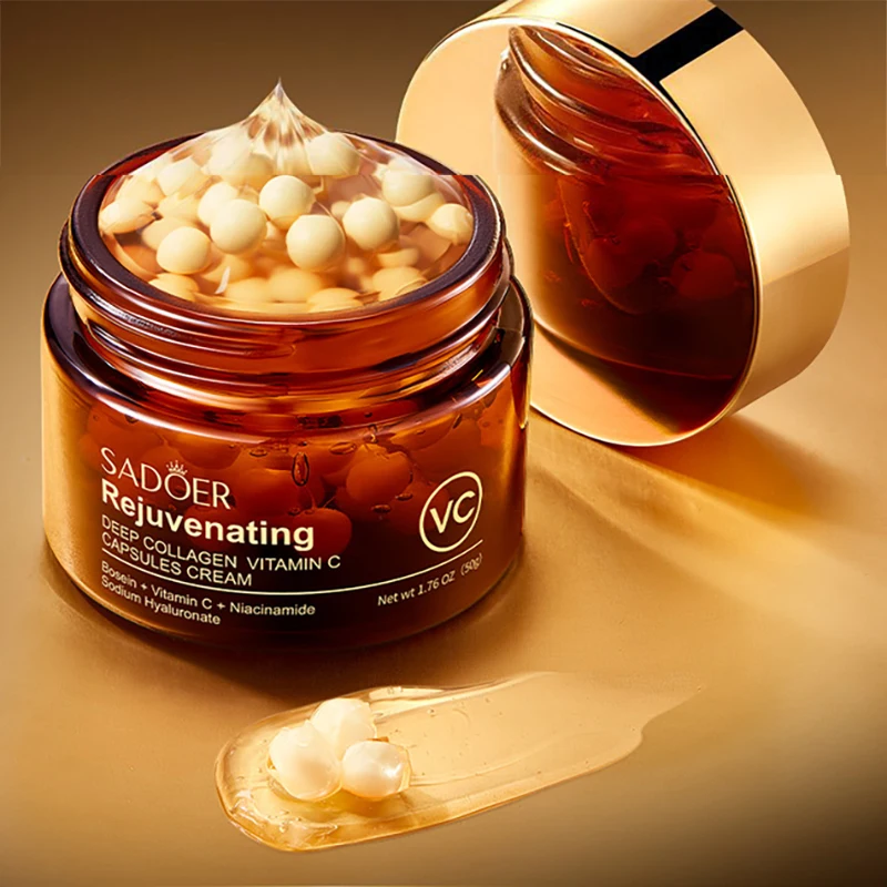 SADOER Vitamin C Capsule Face Cream Whitening Moisturizing Anti-Aging Anti Wrinkles Facial Cream Face Skin Care Products