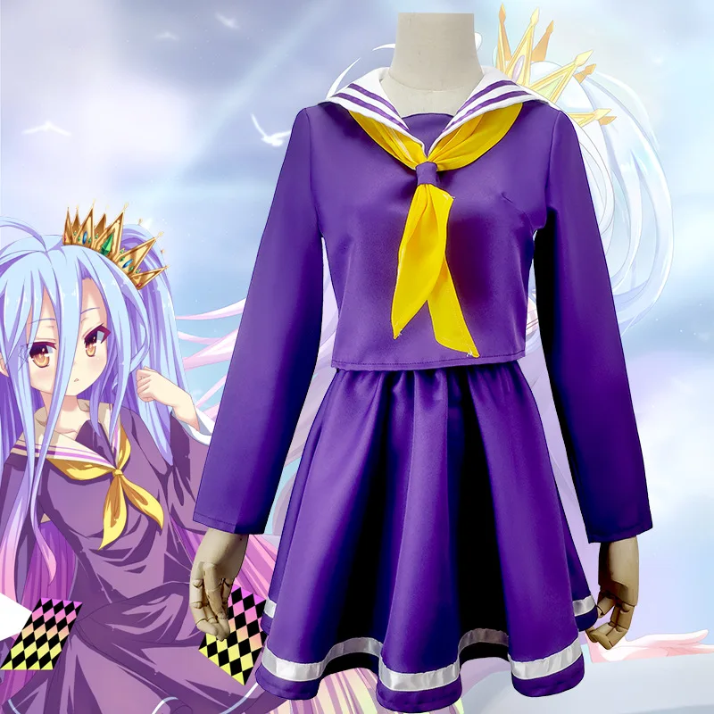 

No Game No Life Women Clothes Carival Dress Sailor Suit Japanese School Uniform Cosplay Shiro Costume Halloween