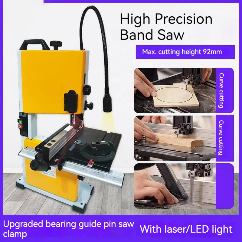 9 Inches Carpentry Band Saw Machine Vertical Small Band Saw Curve Household Metal Cutting Sawing Machine Horizontal Jigsaw