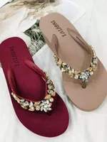 Slippers Women Glitter Flip Flops  Summer 2023 Fashion Outdoor Rhinestone Chain Wedge Beach Slippers Jelly Hawaiian Flat Sandals - Image 2