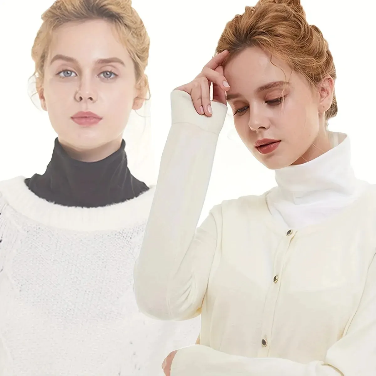 Modal High Nack Fake Collar Women Solid Color Fashion Detachable Collar Elastic Jersey Turtleneck 37*30cm fake collar detachable collar shawl