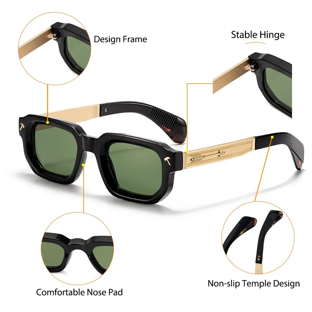 CATERSIDE Neue Mode Herren Sonnenbrille Quadratisch Outdoor Sport Sonnenbrille Damen Reise Party Business Festival Geschenk Eyewear UV400 – Detail 5