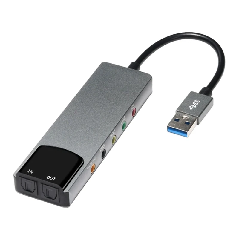 

6-в-1 компьютерная звуковая карта 5,1 USB внешняя звуковая карта многофункциональный аудиоконвертер для ноутбука алюминиевая звуковая карта прочная