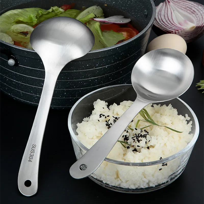 Stainless Steel Soup Spoon Deepen Tablespoons Long Handle Large Ramen Bouillon Spoon Kitchen Tableware Cooking Utensils