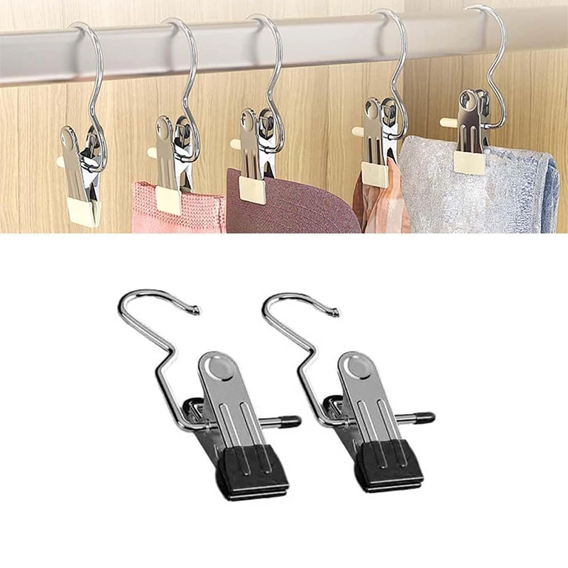 

10 PCS Multi Functional Pants Rack Stainless Steel Trouser Hanger Drying Clothes Hangers Practical Racks Clip Floor