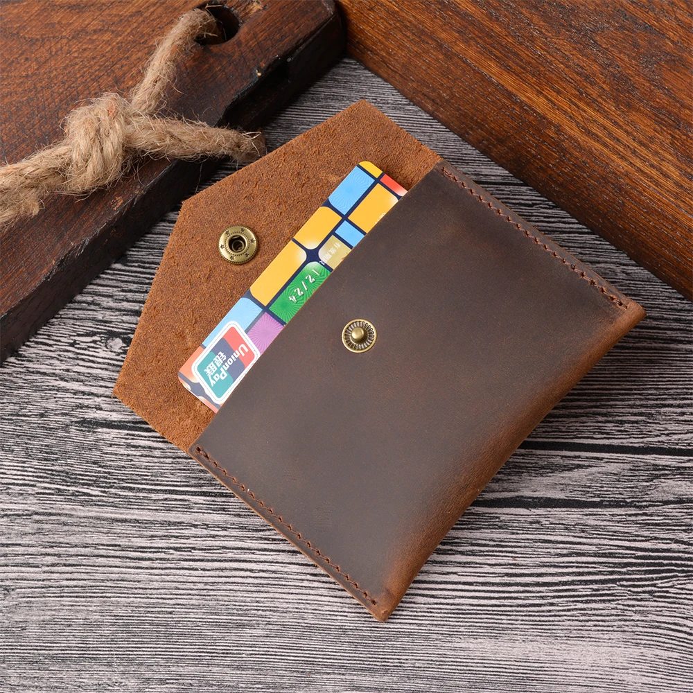 Aiguo Niu Handmade Genuine Leather Wallet-Multi-Card Slot ID Holder with Coin Pocket, Compact Business Card Organizer for Wome