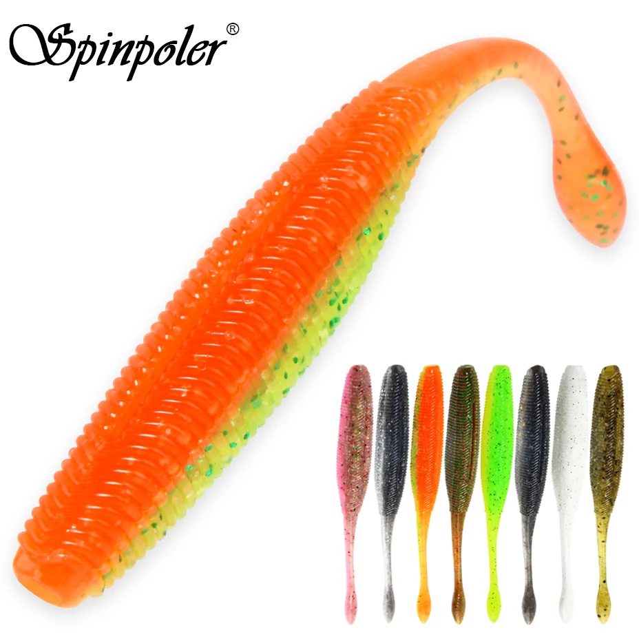 Spinpoler 스틱 웜 소프트 베이트 낚시 루어 소금에 절인 스트레이트 테일 75mm 90mm 110mm, 완벽한 수영 플라스틱 드림 샷 소프트 10 개